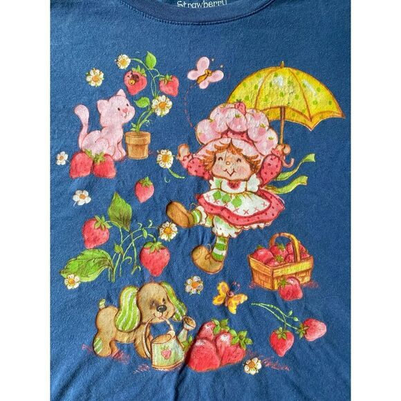 Strawberry Shortcake Brown Cropped Shirt Women’s size Small retro vintage style - Picture 2 of 6